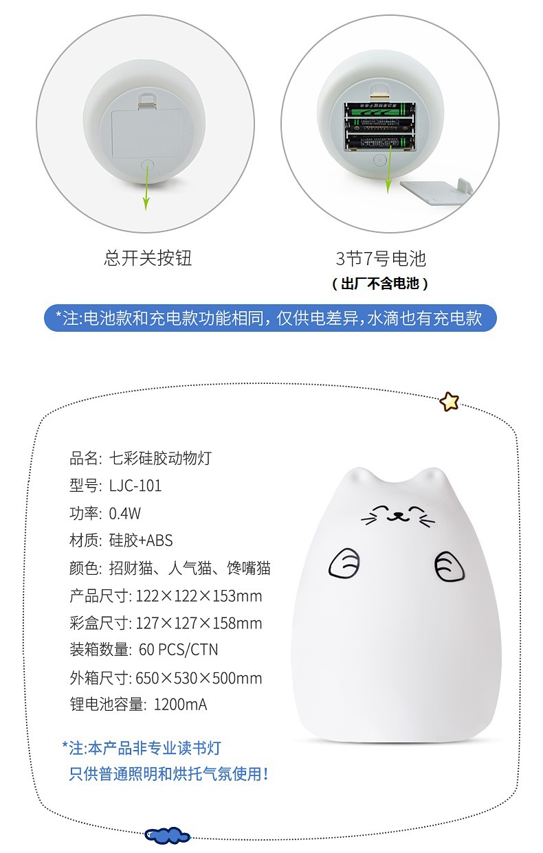 创意LED七彩硅胶小夜灯 打造梦幻卧室氛围，颠覆传统照明体验